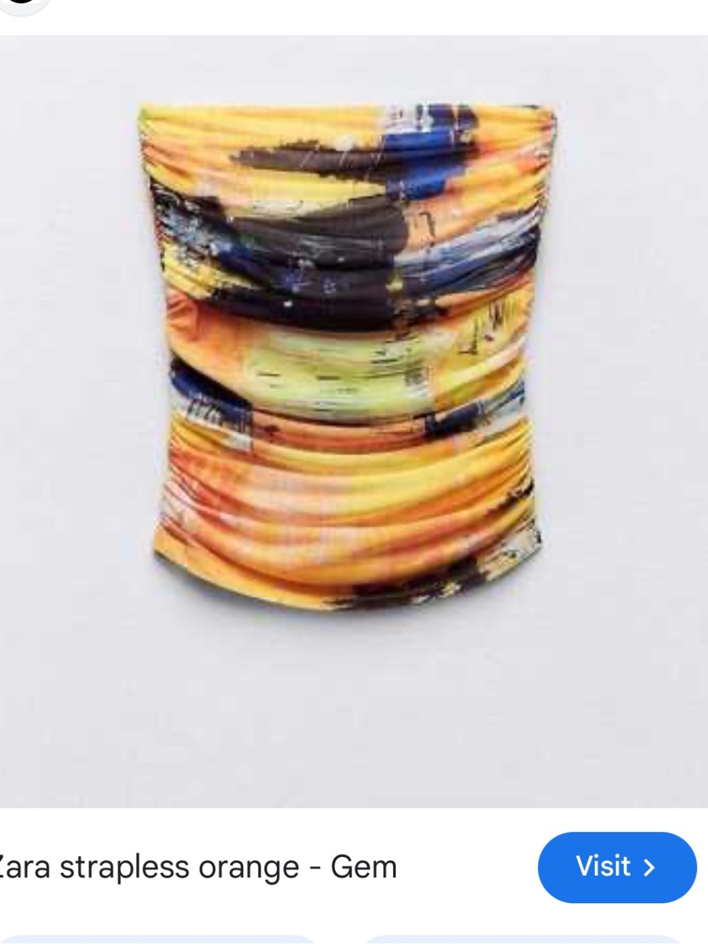 ZARA Multicolor Printed Strapless Tube Top - Yellow & Blue Accents M